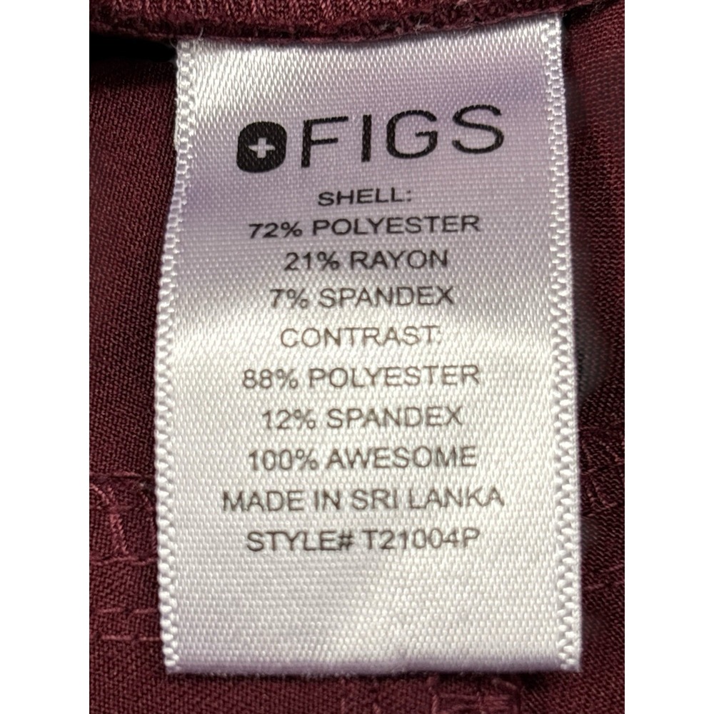 FIGS Technical Scrub Pants, Burgundy Women Sz  XL-P - Picture 5 of 5